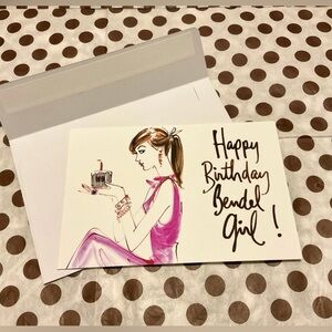 HENRI BENDEL Happy Birthday Card with Pink Bendel Girl Illustration 🎉🎂🎁💖
